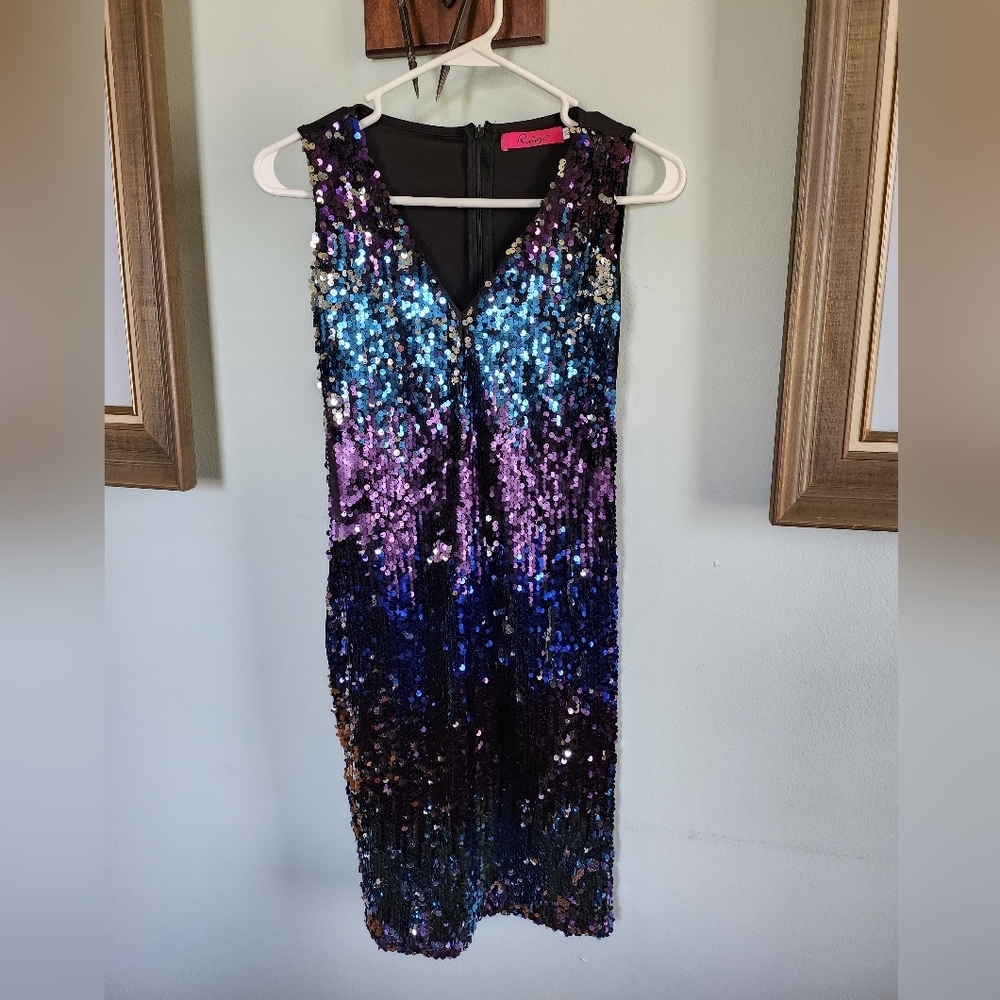 Ruiyige Multi Coloured Sequin Dress